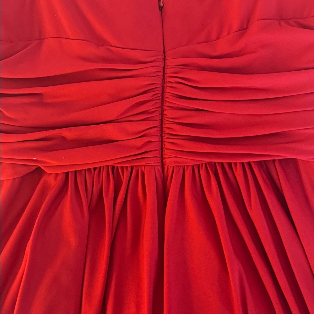 Suzi Chin Elegant Red Ruched Cocktail Dress - Picture 3 of 5